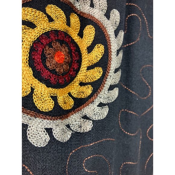 L Maria Di Ripabianca Cashmere Silk Wrap Skirt Floral Medallion Embroidery Fall - Picture 3 of 5